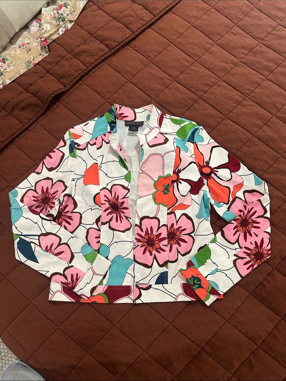 Herman Geist Floral Print Cotton Jacket - Pink Multi Size S